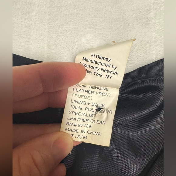 Disney Black Vest Genuine Leather with Embroidery Mickey Mouse Suede Size S/M - Picture 3 of 10